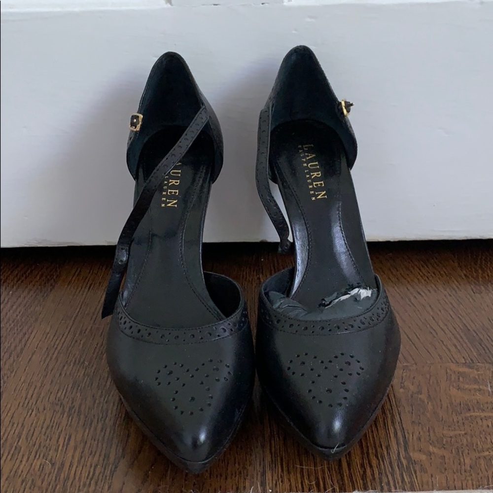 Ralph Lauren Black leather heels. Never worn.